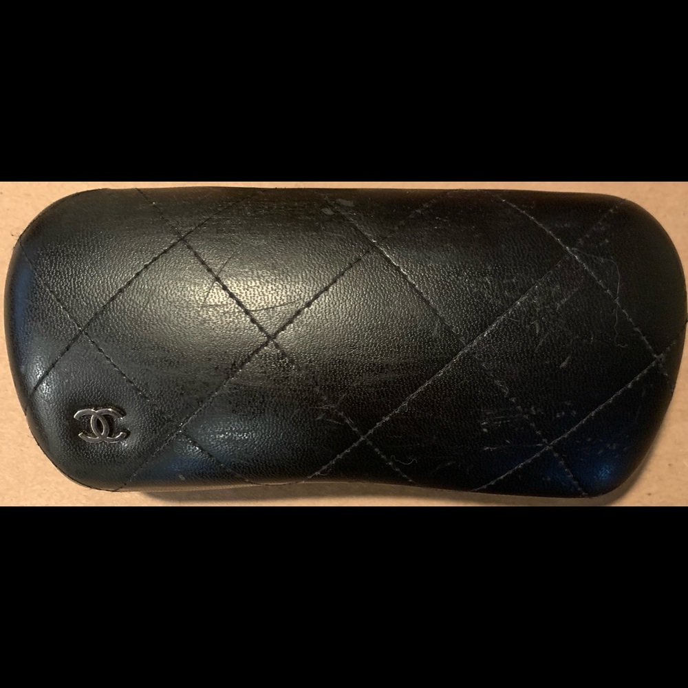 Black Used Chanel Sunglasses Hard-Case.